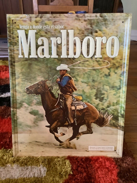 Vintage Marlboro Cigarette Sign Tin Metal Camel Winston Marlboro Man Cowboy￼