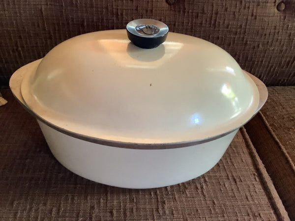 Vintage Club Aluminum Oval Roaster Dutch Oven White pot pan cookware