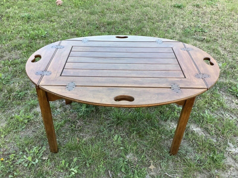 Vtg  Coffee Oak  Butler’s campagne Tray  coffee Table Davis Cabinet Company