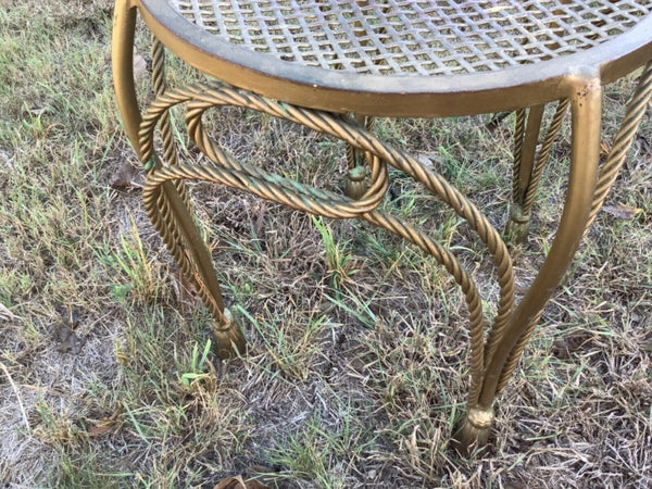 VTG MID-CENTURY modern VANITY BUDOIR CHAIR stool TASSELS rope mcm iron metal