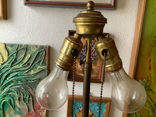 Vtg Mid century modern  brass lily Pad Lotus table Floor Lamp double socket