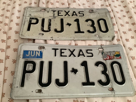 Vtg 1975 TEXAS TRUCK LICENSE PLATE PAIR PUJ 130