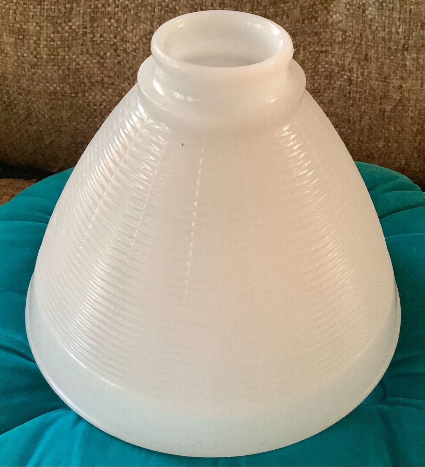 Vtg Milk Glass Waffle Torchiere floor lamp Diffuser 2 1/8” Fitter end