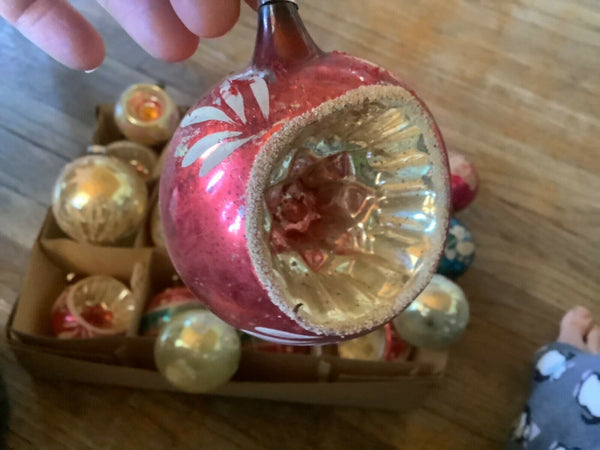 VTg mid century MERCURY GLASS BALL TREE CHRISTMAS ORNAMENTS