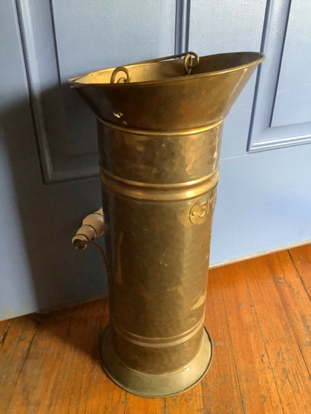 Vintage Copper/Brass Coal Scuttle Bucket Porcelain Handles Dutch SKAN/5Kan