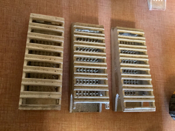 Vintage  Radiant Ceramic  gas Heater Grate Insert Bricks Lot Of 3