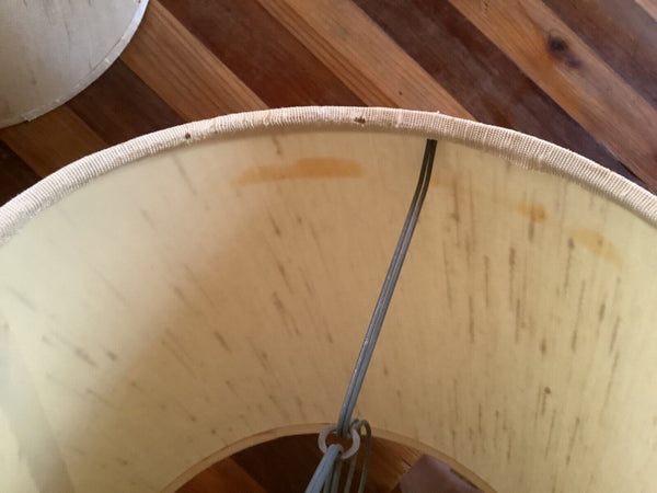 PAIR Vtg Mid Century Nubby  Lamp Shades Boho Clip On mid century modern drum mcm