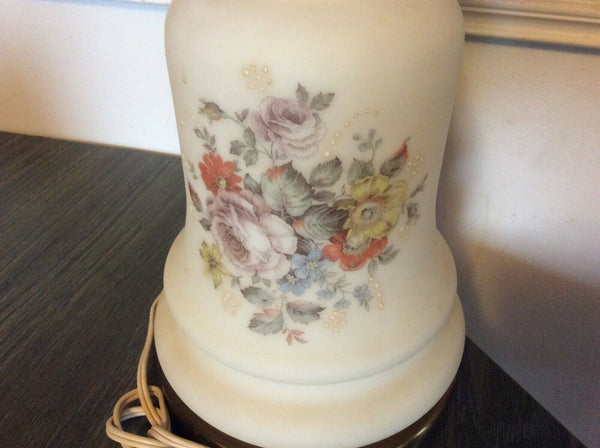 Vtg antique Gone with the Wind gwtw floral satin table desk parlor Lamp globe