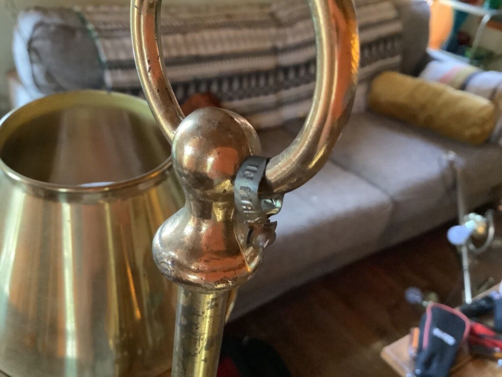 Vintage Heavy Brass Bouillotte-Style Lamp with Shade