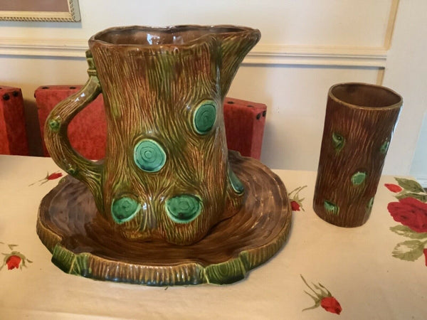 Vtg Mid Century Modern  Garland Ceramics pottery 1955 tree Pitcher basin  cup