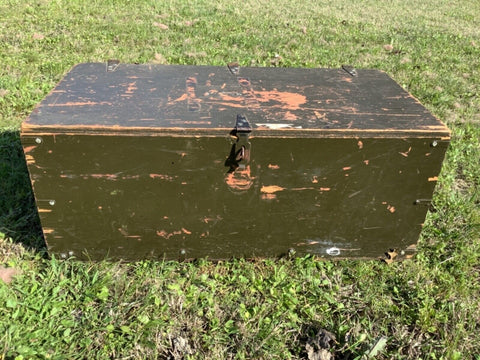 Vintage wood wooden Military army footlocker Trunk storage