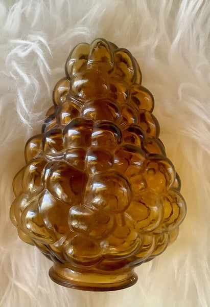 Vintage Art glass Grape Bunch bubble Globe Light AMBER shade fixture