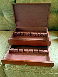 Vintage wood wooden Flatware Storage Chest Box Drawer Silverware