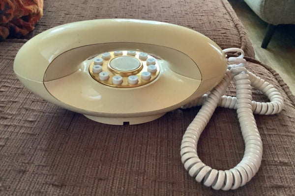 Vintage Genie Phone Gold Dial Push Button Donut American Telecommunications Corp