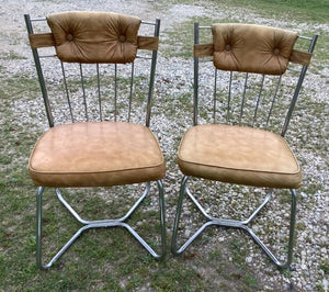 Pair Vtg mid century modern chrome dining chairs Stoneville Furniture Company