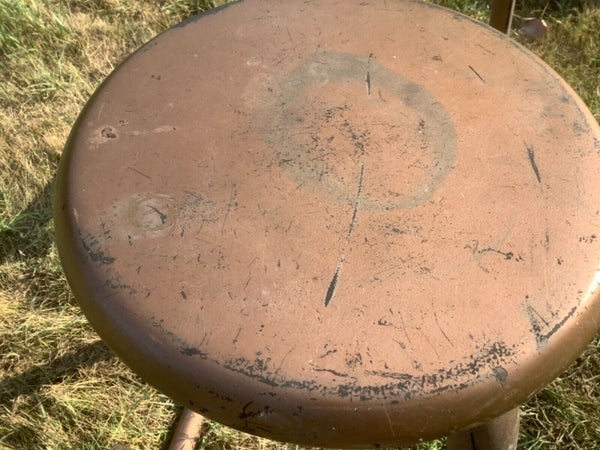 Vtg pair mid century Industrial Metal shop bar stools chairs