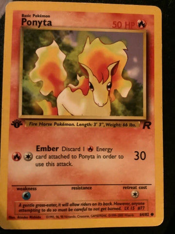 ERROR ONE OF ONE Pokemon Ponyta 64/82 Team Rocket Set Non Holo Card Vintage 2000