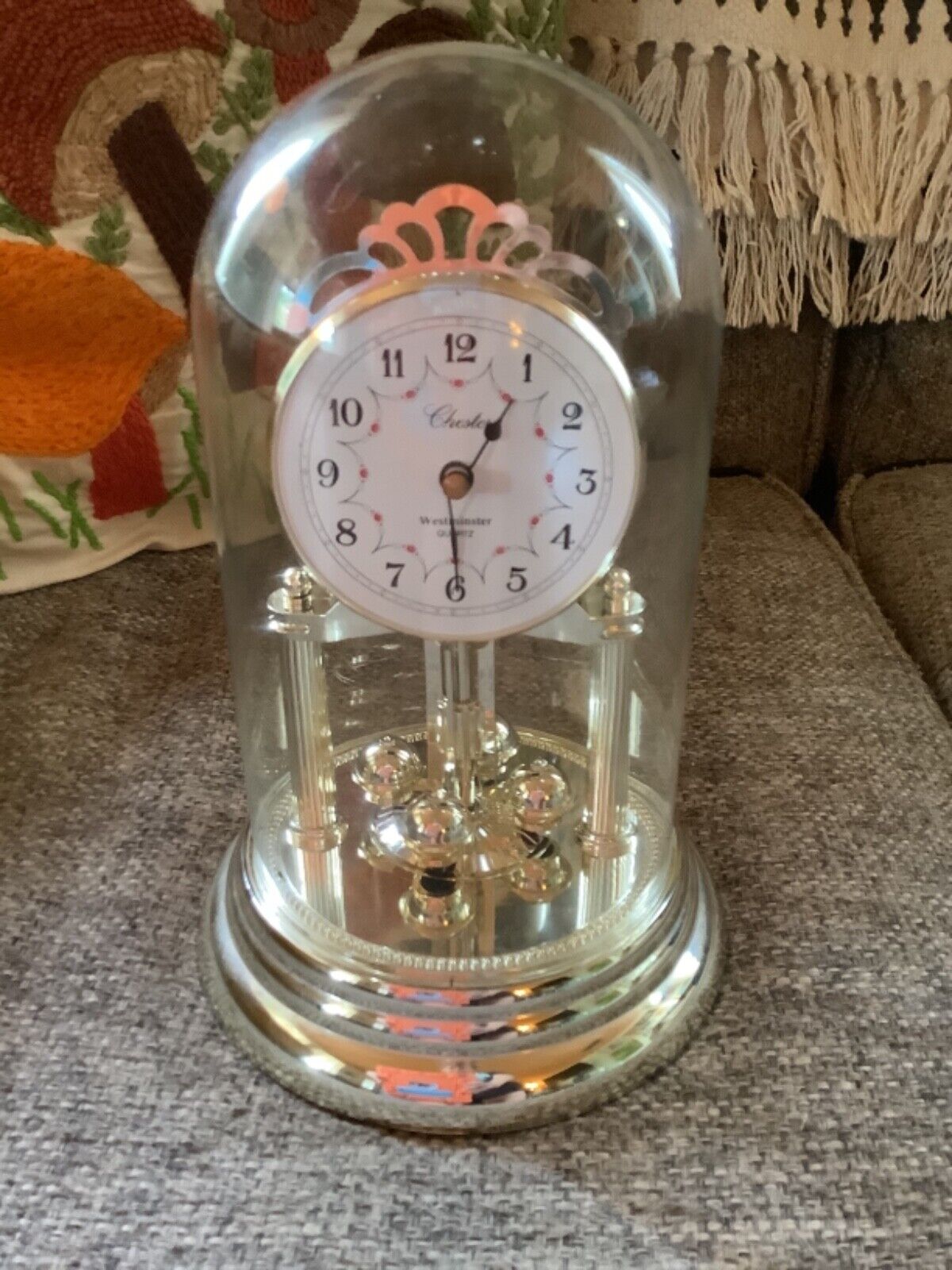 Vintage Westminster Chime Glass Domed Quartz Anniversary Clock