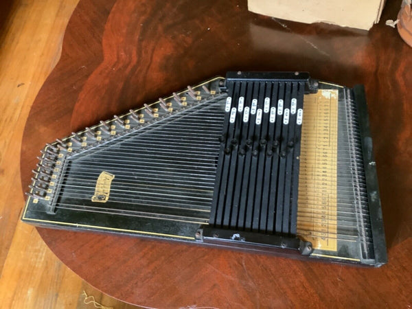 Vtg OSCAR SCHMIDT 36 STRING AUTOHARP - BLACK WOOD wooden