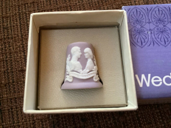 Wedgwood Lilac Jasperware Charles and Diana Thimble Royal Wedding 1981