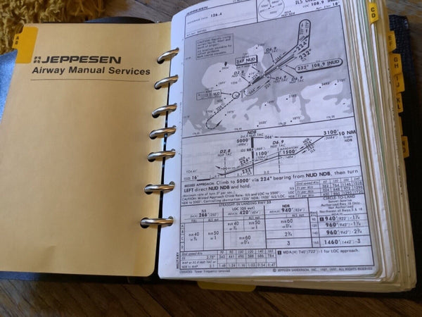 3 Jeppesen Airway manuals Binders books  maps Cowhide Leather Delta Airlines