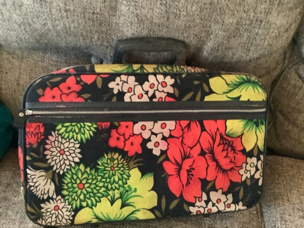 Vintage Bantam Suitcase Keym60s Mod Small Luggage Carry On Floral Carry on