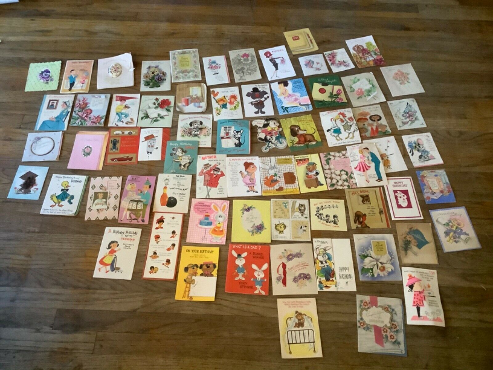 Lot 67 VINTAGE 50’s 60’s GREETING CARD LOT Birthday graduation get well wishes