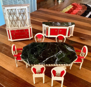 Ideal GORGEOUS DINING ROOM SET Vtg Miniature Dollhouse Furniture mid Century mod