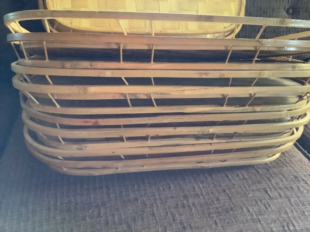 Vintage Bamboo Rattan Tiki Boho Serving Tray