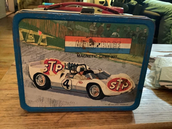 Vintage 1967 Auto Race Lunch Box And Thermos