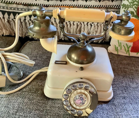 Vintage Rotary Retro Gold Victorian Telephone Vintage  movie prop / decor works