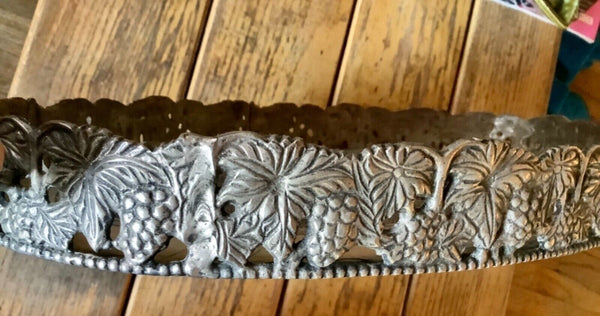 VINTAGE antique   silver  SILVERPLATE  SERVING TRAY GRAPE DESIGN RARE