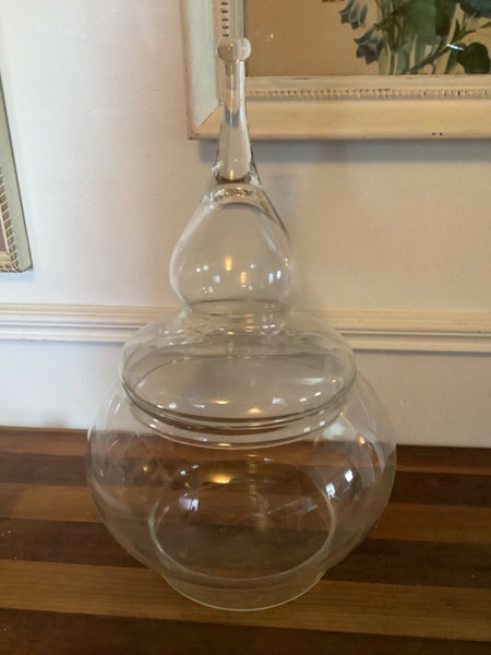 Vintage mid century modern retro Clear Glass  Apothecary Candy Jar lid