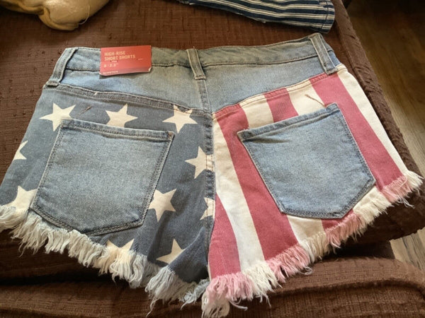 Women’s Mossimo High-Rise Americana flag Denim Shorts, Size 0/25