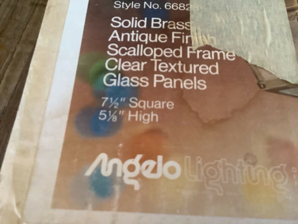 Vtg nos Angelo Lighting Outdoor Light Fixture #61522 Bronze Solid Brass glass