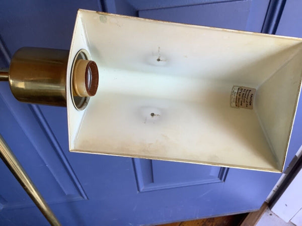 Vintage Mid Century Modern Brass Adjustable Pharmacy Floor Reading Lamp shade