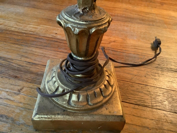 Vintage mid Century modern Italian Tole Wheat Table Lamp Gilt metal wood