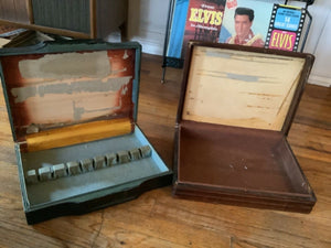 Vintage pair Silverware Flatware Storage Chest Wood Case box wood