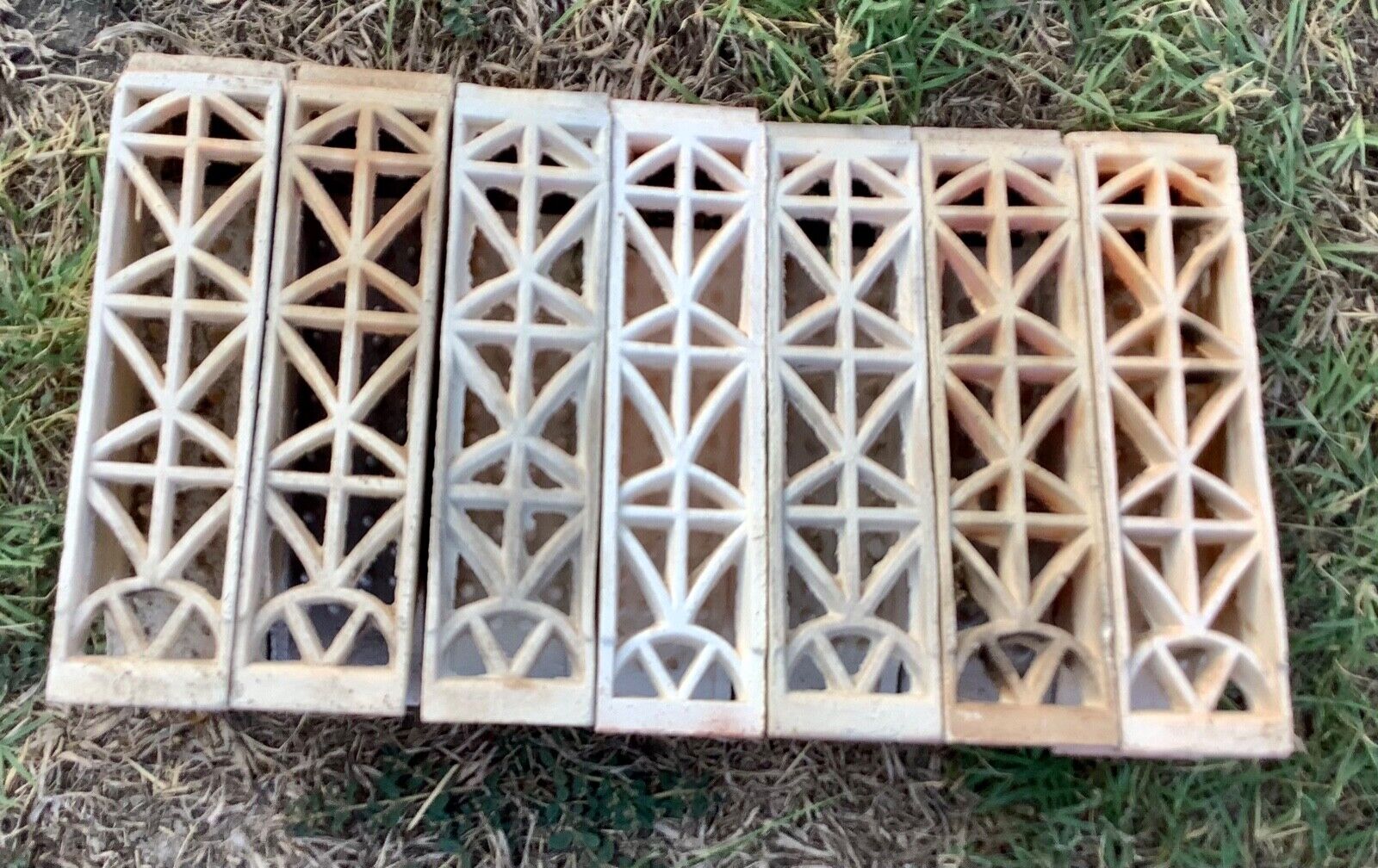 Set of 7 Vintage Dearborn Radiant Ceramic Heater Grate Insert Bricks