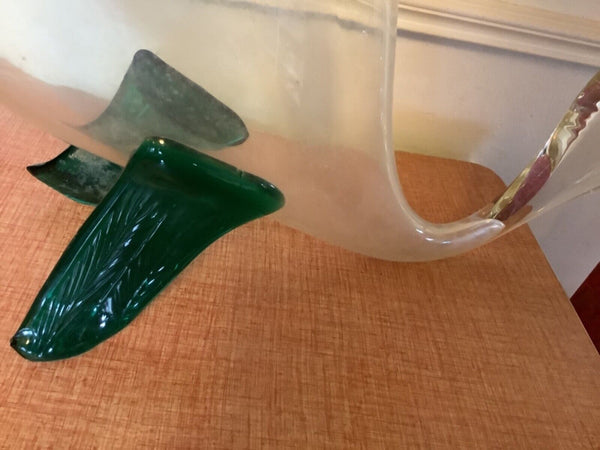 Vintage Mid Century modern Art Hand Blown Glass Fish vase sculpture Blenko