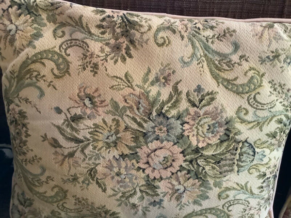Vintage pair floral roses Tapestry Throw couch chair Pillows Rectangular