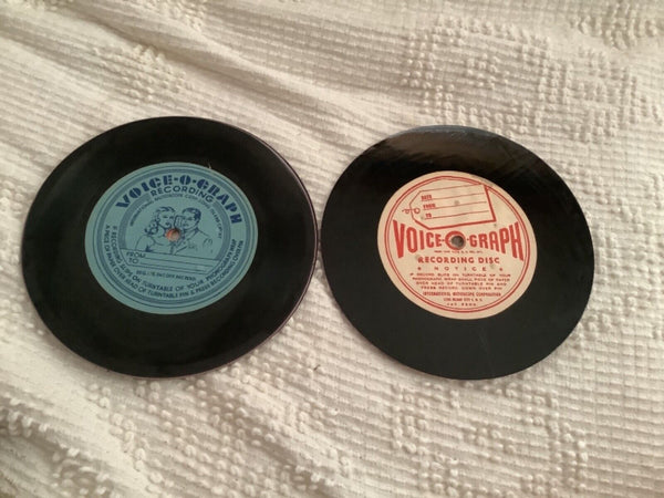 Pair Vintage 1942 Voice-O-Graph 6" Recording Discs Vinyl Records
