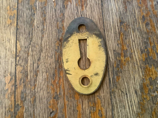 Antique Vtg Keyhole Cover Furniture Drawer Door Hardware Escutcheon Part brass