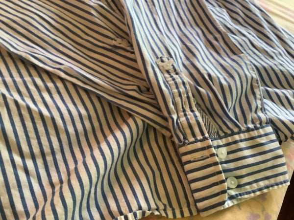 American Eagle Favorite Blue Striped Button Down Shirt Women’s Long Sleeve 4