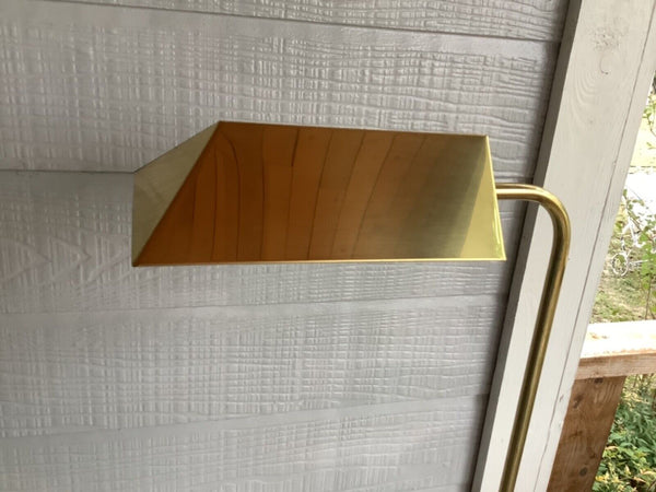 Vtg MCM Gold Metal Brass Adjustable shade height Floor Lamp Pharmacy Art Deco