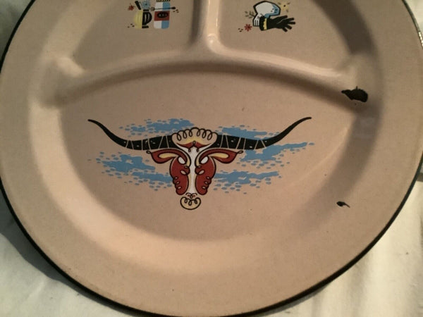 Western Ware Enamel Dinner Plate Chuck Wagon Cowboy 10 inch