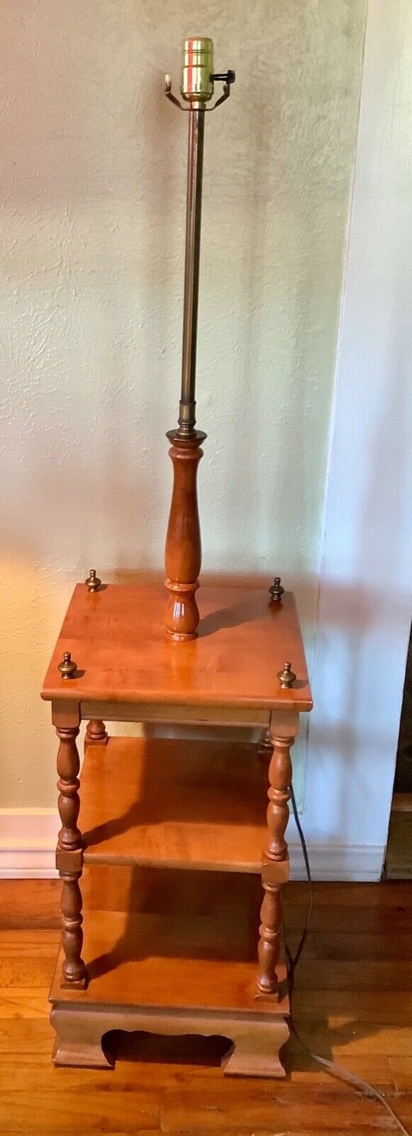 Vintage tiered Mid Century Wood Floor table Lamp~Tell City No Shade