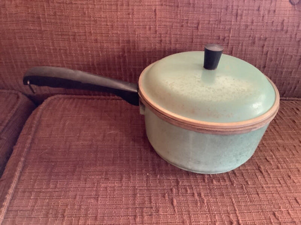 Vintage Club Aluminum Cookware Sauce Pan Pot Lid Turquoise Aqua Blue cookware