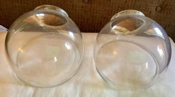 Pair ANTIQUE CLEAR GLASS ELBOW SHADE THE ANGLE LAMP MFG CO. NY. USA Lot of 2