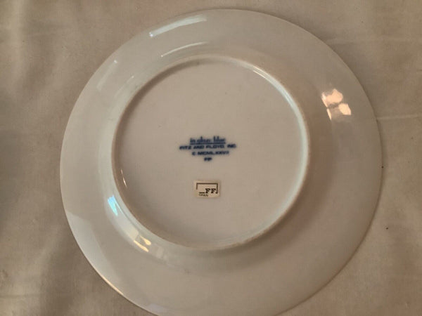 Vtg  Fitz & Floyd Lot of 4 Plates in glaze blue on white